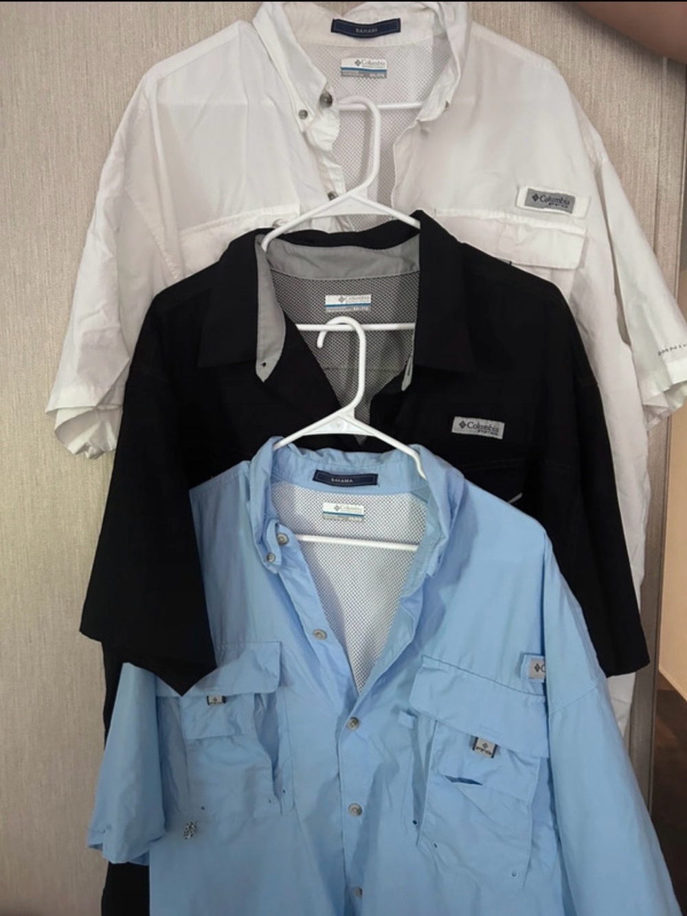 Columbia Men’s Short Sleeve Shirts - Light Blue, Black, White